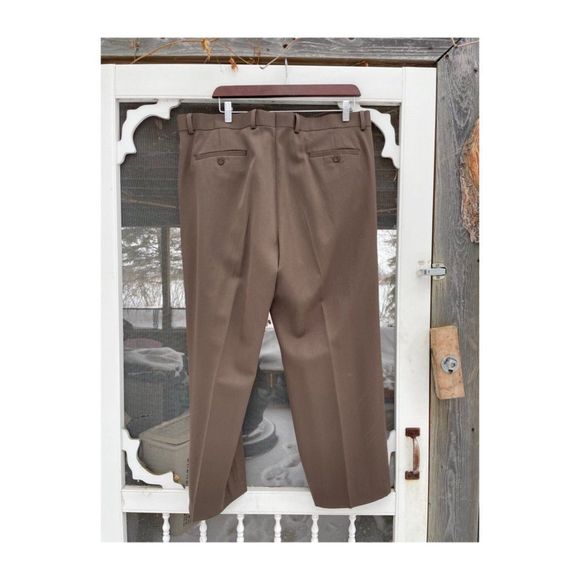 Pronto Uomo Brown Dress Pant 100% Wool Tailored Sz 40 - Picture 5 of 7